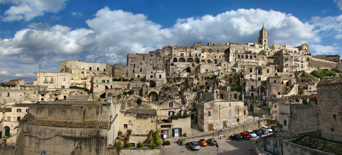 Matera, Basilicata, Italy. The Sasso Barisano looking east 